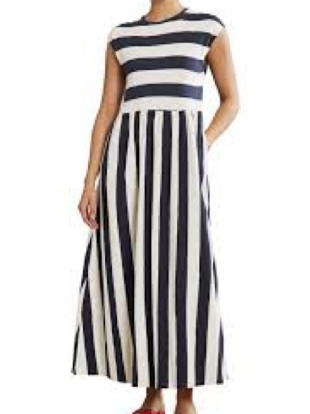 Boden Striped Navy and White Maxi Dress